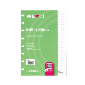 Folhas pontilhadas brancas 120g para Caderno Inteligente A5 Embalagem Frente