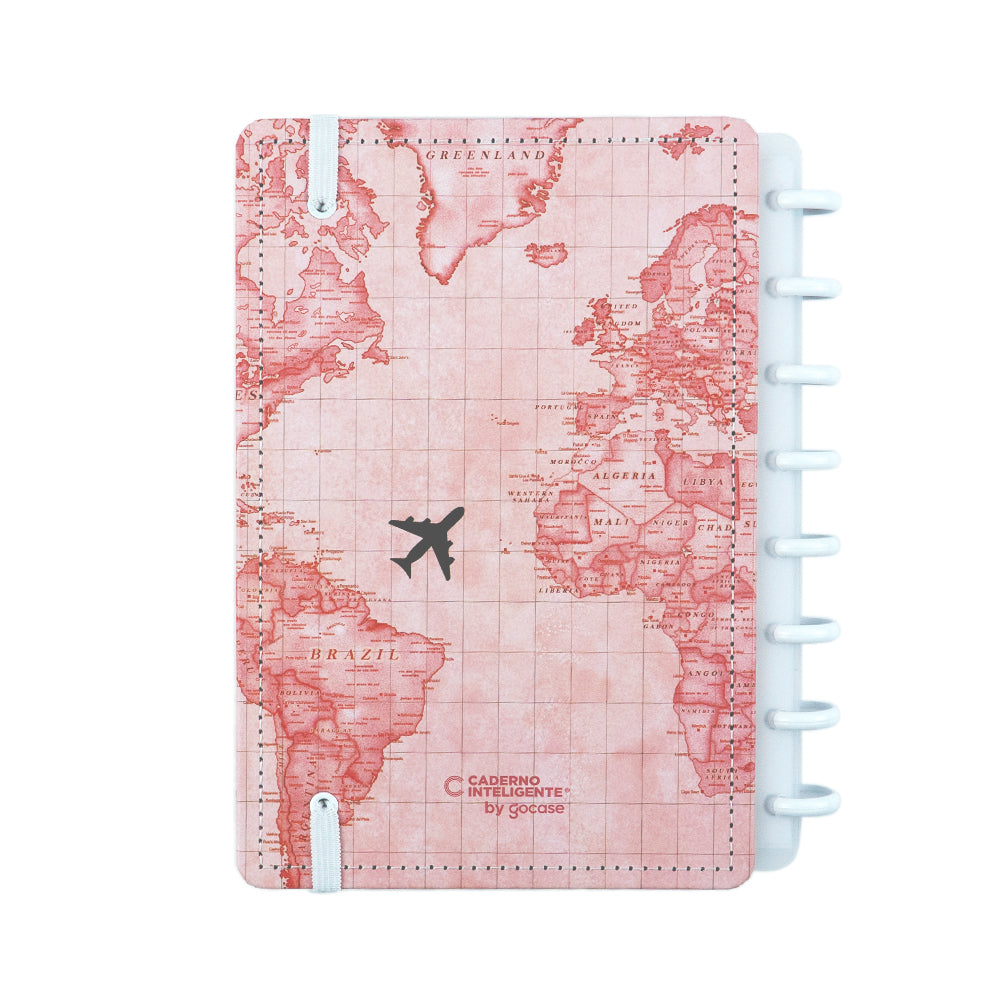 Caderno Inteligente Mapa Mundi Rosa ed.especial Gocase A5 Contracapa