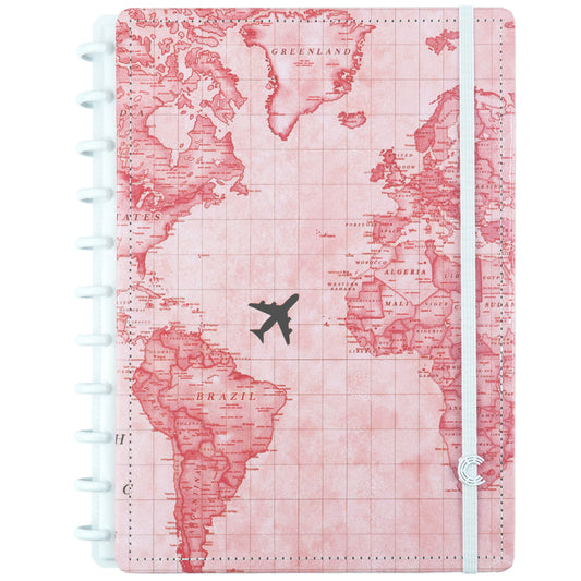 Caderno Inteligente Mapa Mundi Rosa ed.especial Gocase Grande Capa
