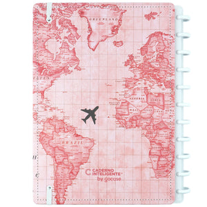 Caderno Inteligente Mapa Mundi Rosa ed.especial Gocase Grande Contracapa