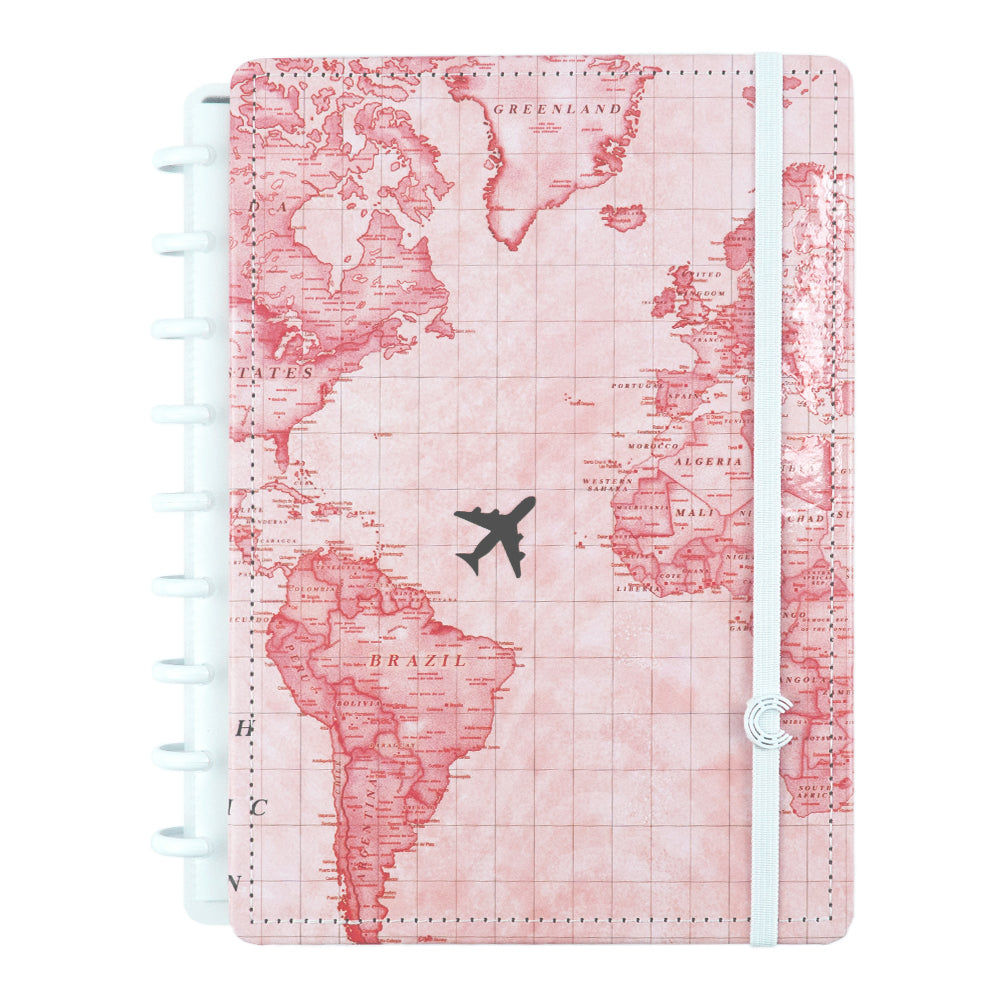 Caderno Inteligente Mapa Mundi Rosa Médio Capa