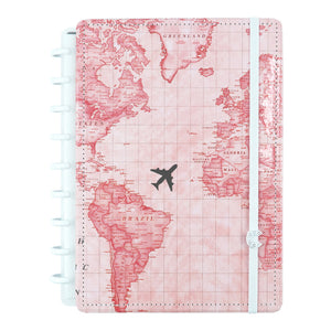 Caderno Inteligente Mapa Mundi Rosa Médio Capa