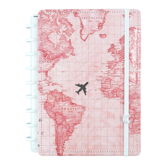 Caderno Inteligente Mapa Mundi Rosa Médio Capa