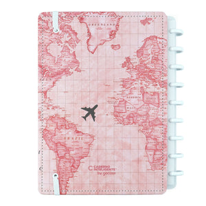 Caderno Inteligente Mapa Mundi Rosa Médio Contracapa