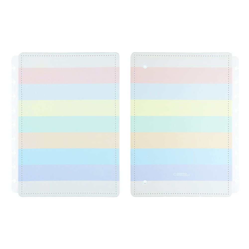 Capa e contracapa para Caderno Inteligente Arco-Íris Pastel Médio (Planner)