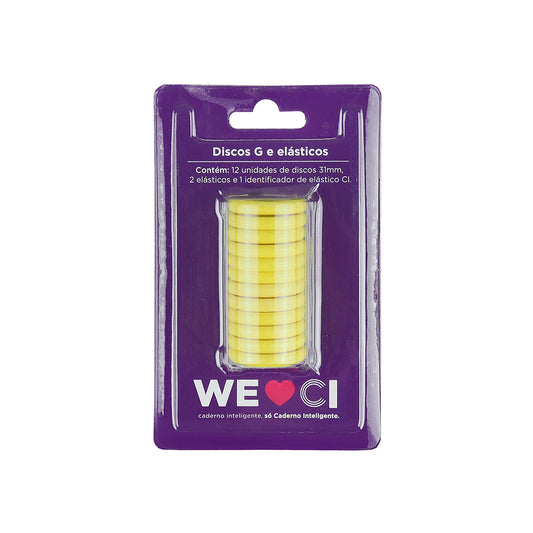 Discos y elástico amarillo cerrado para el Cuaderno Inteligente