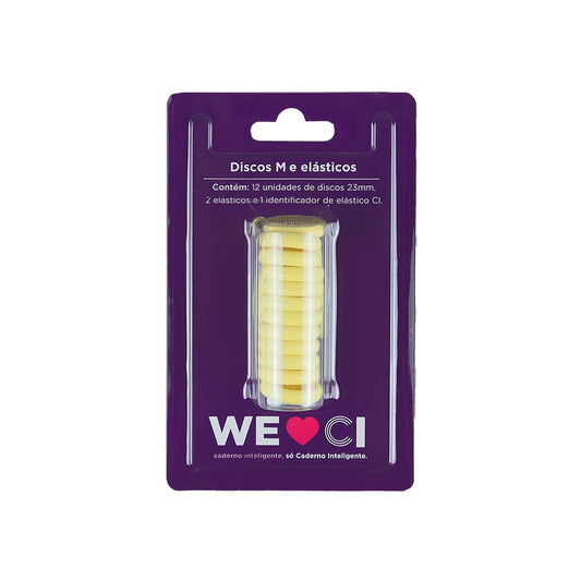 Discos y elástico amarillo cerrado para el Cuaderno Inteligente