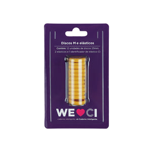 Discos e elástico Amarelo Sol para o Caderno Inteligente M Embalagem Frente