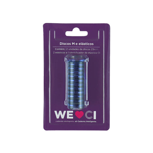 Discos e elástico azul bic metálico para o Caderno Inteligente M Embalagem Frente