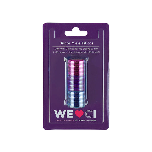 Discos e elástico Galaxy para o Caderno Inteligente M Embalagem Frente