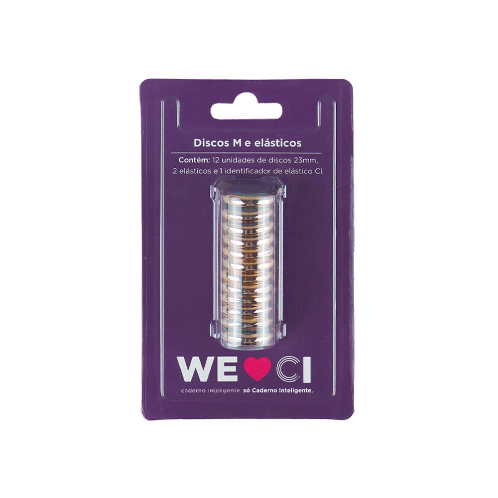 Discos e elástico ouro velho para o Caderno Inteligente M Embalagem Frente