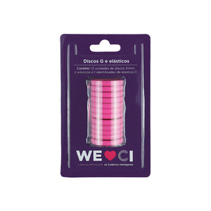 Discos e elástico Super Pink para o Caderno Inteligente G Embalagem Frente