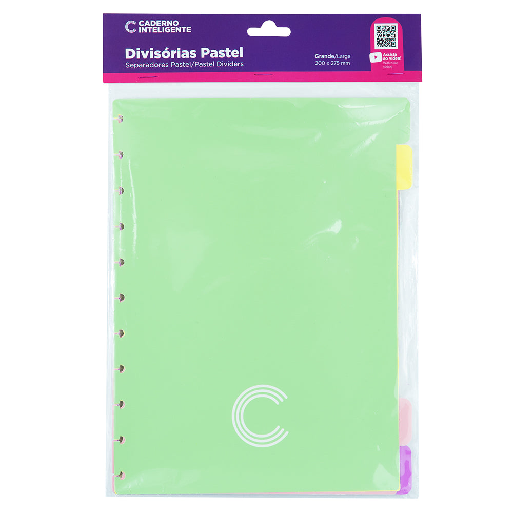 Separadores Pastel para Caderno Inteligente Grande Embalagem Frente