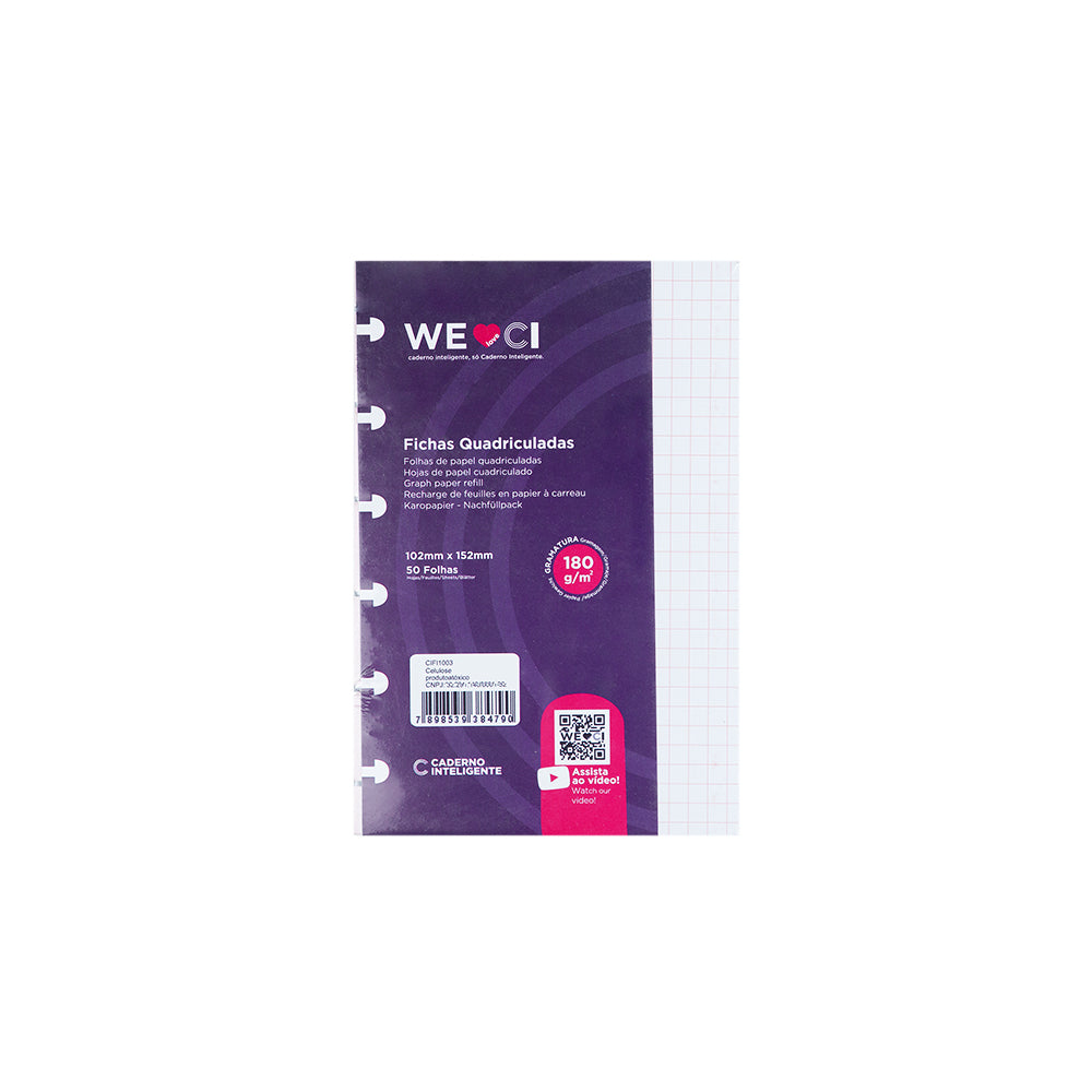 Fichas Inteligentes / Flashcards para Caderno Inteligente Quadriculadas Interior