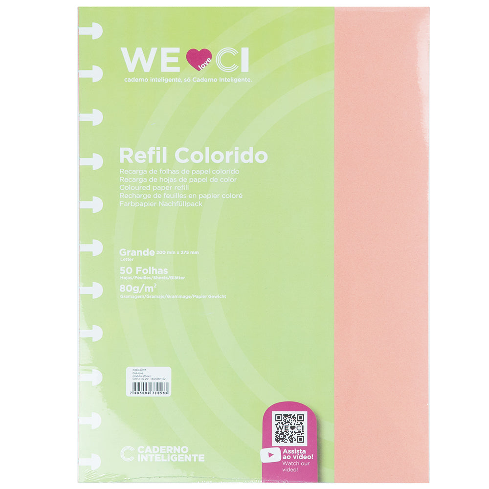 Folhas coloridas para Caderno Inteligente Grande Embalagem Frente