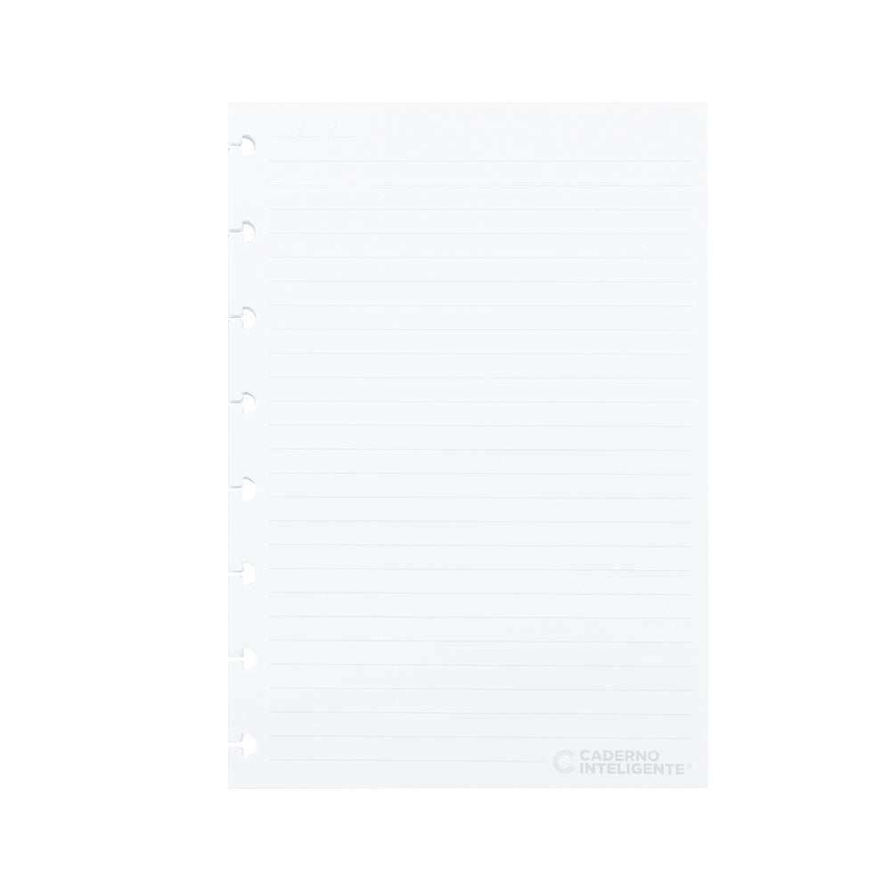Folhas pautadas brancas 120g para Caderno Inteligente A5 Verso