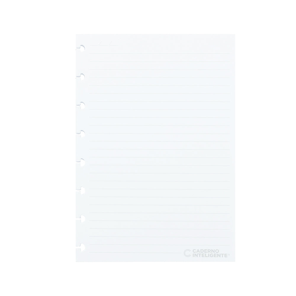 Folhas pautadas brancas 90g para Caderno Inteligente A5 Verso