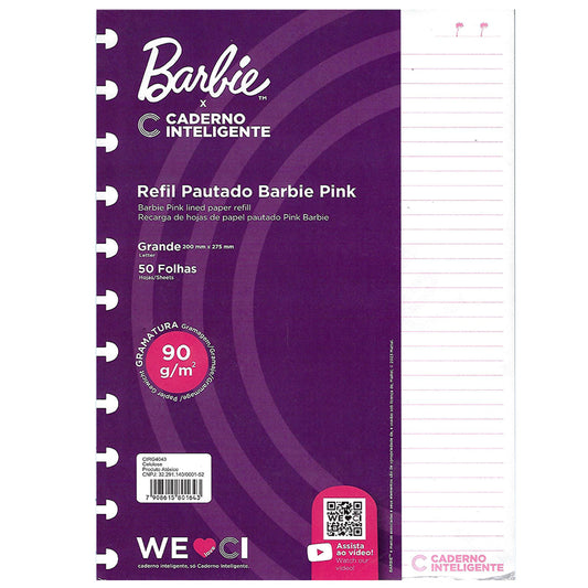 Hojas Rayadas 90g BARBIE™ Pink para el Cuaderno Inteligente