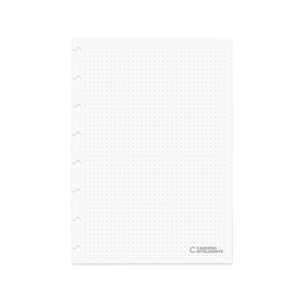 Folhas pontilhadas brancas 120g para Caderno Inteligente A5 Verso